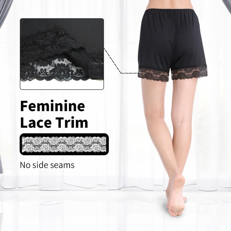 MANCYFIT Pettipants for Women Half Slip Culotte Shorts Split Skirt Lace Snip 4â€ Inseam Black Medium - Image 3